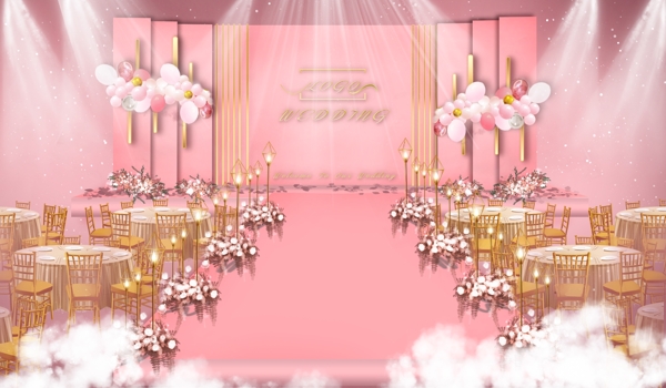 仪式区粉色婚礼效果图