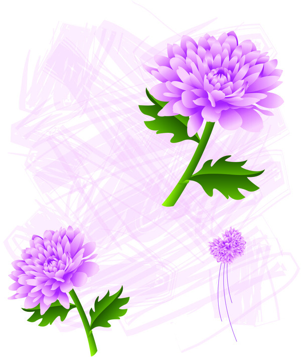 室内移门紫色菊花创意画