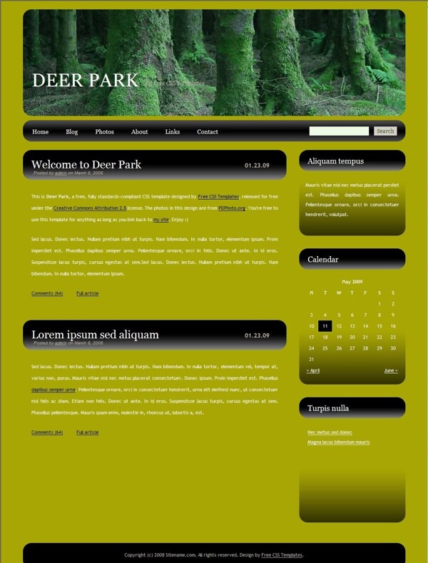 森林主题BLOG网页模板