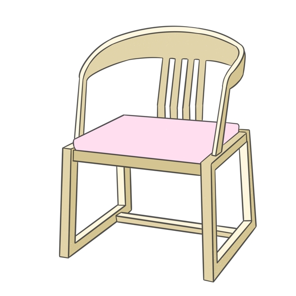 米黄色实木椅子插画