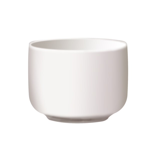 酒杯实物白色陶瓷杯平底酒碗杯