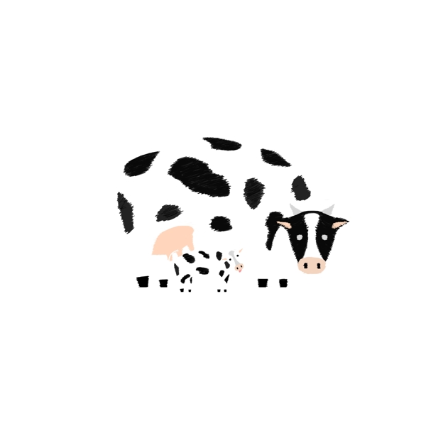 小奶牛与大奶牛免抠图素材
