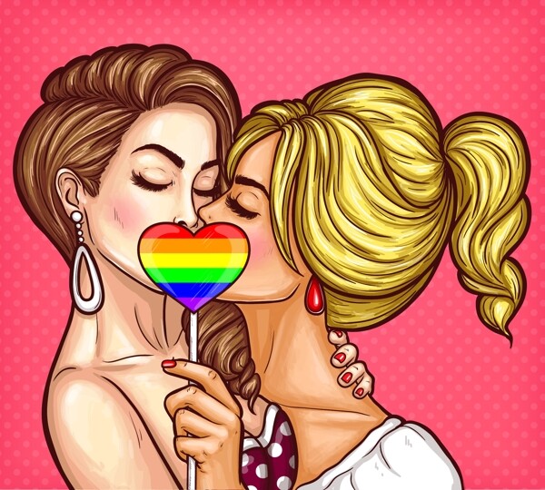 波普风格女同性恋插图