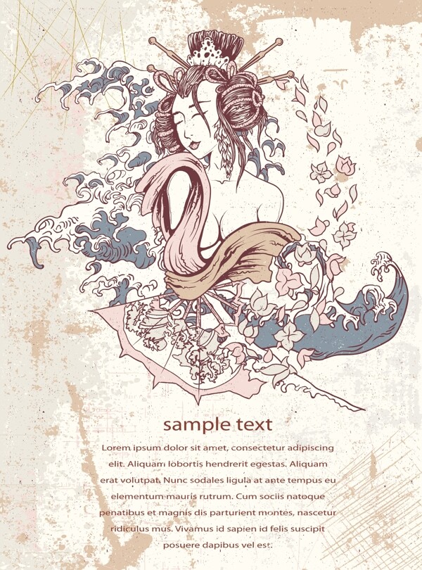 日本背景矢量插圖