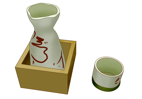 日本酒杯容器插画