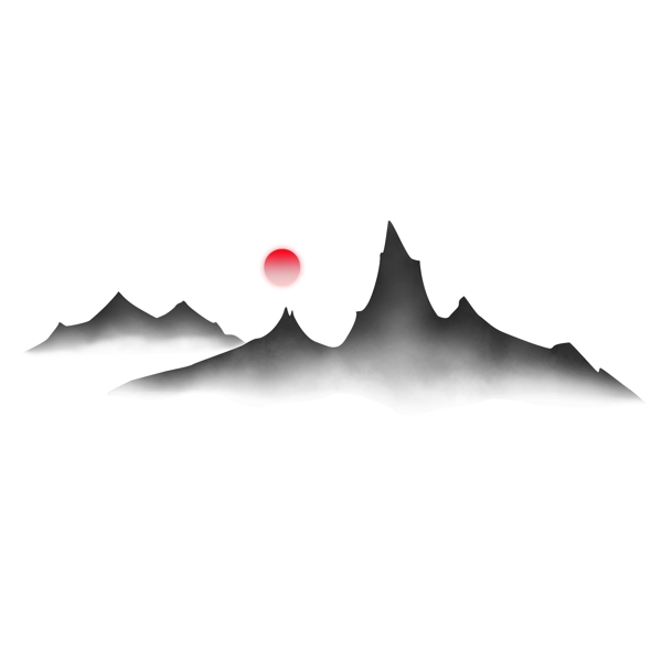 黑色水墨簡約山可商用元素