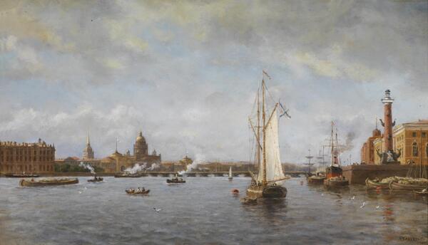 欧洲帆船油画
