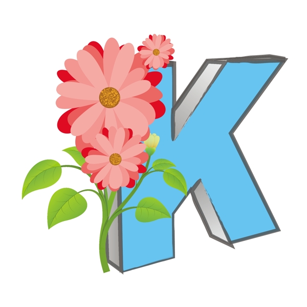 花卉矢量K字母