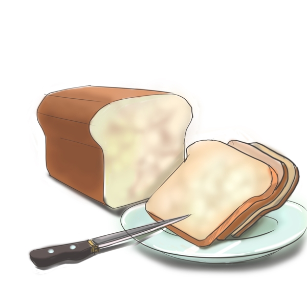 零食切片面包卡通风格手绘