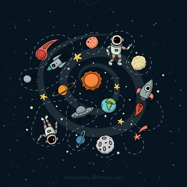 太空和宇航员插画图片