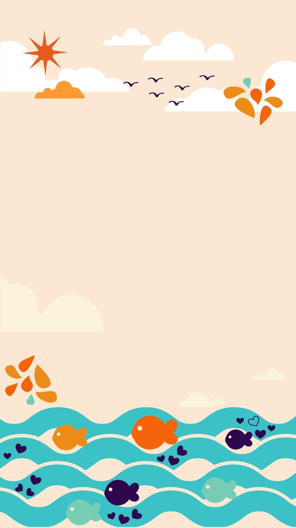 海洋生物卡通背景