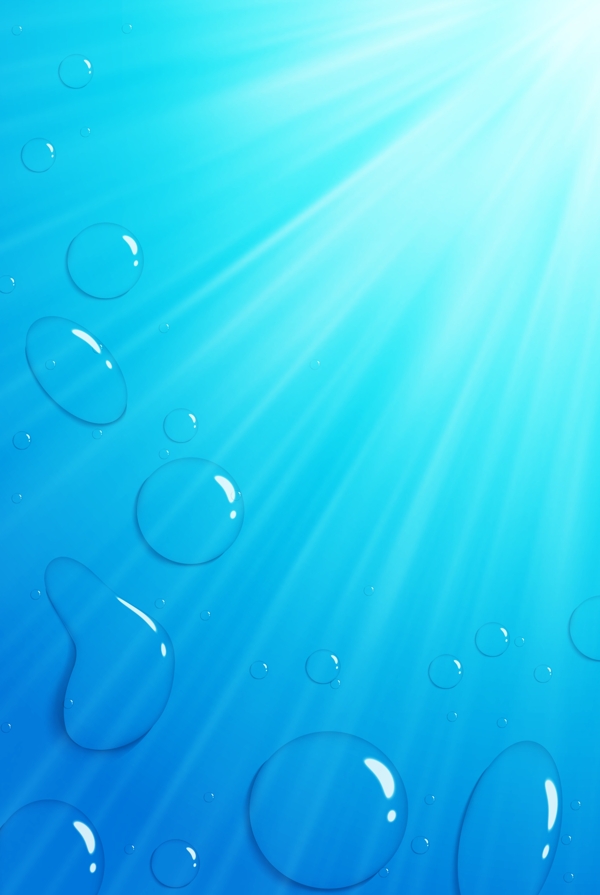 水珠阳光水滴射线蓝色背景素材