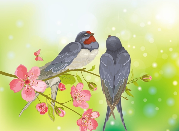 在樹枝上的浪漫的鳥兒