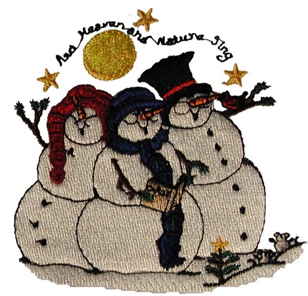 繡花雪人白色綠色黃色免費(fèi)素材