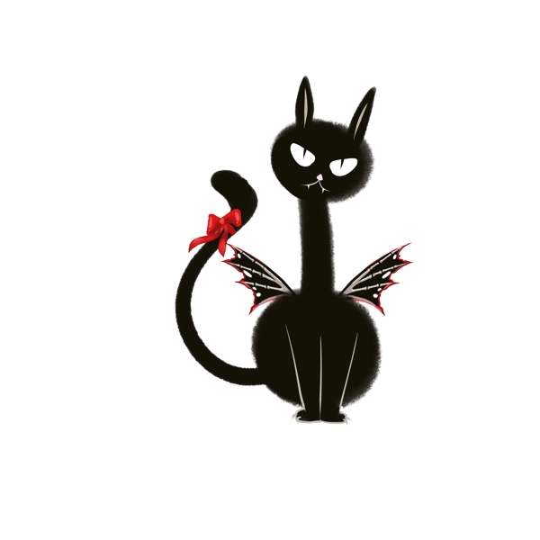 卡通创意手绘风万圣节黑猫元素
