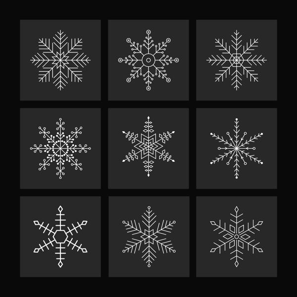 冬季雪花图案矢量图设计元素