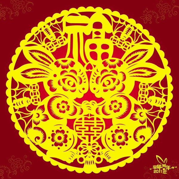 剪紙兔圖