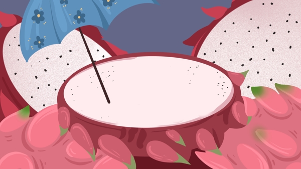 粉色椰子水果插画背景
