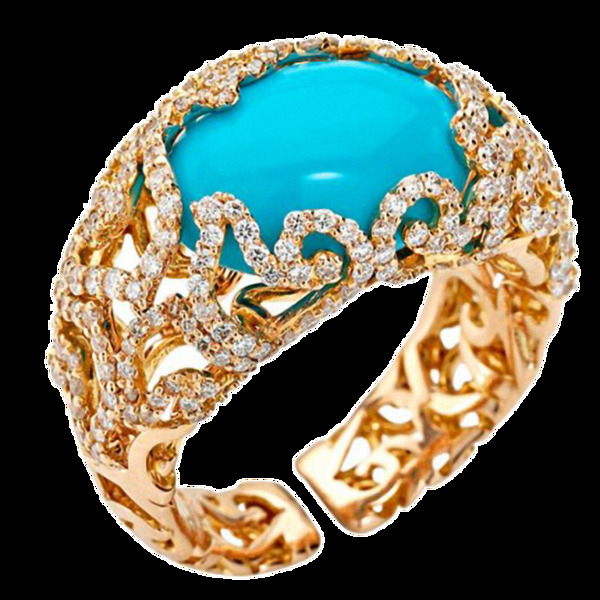 蓝色宝石黄金戒指免抠png透明素材