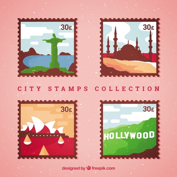 各种城市邮票图标