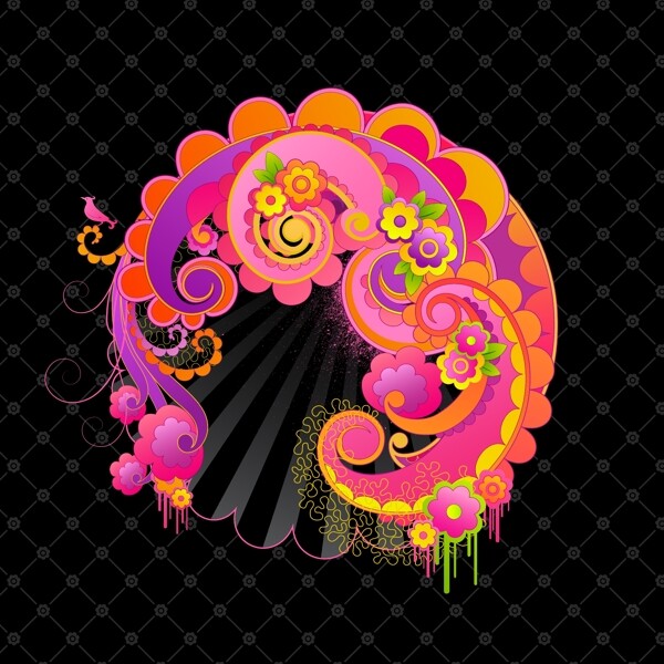 潮流花紋圖形素材矢量圖