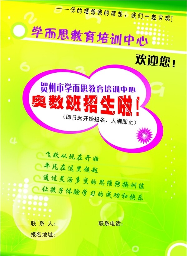 奧數(shù)宣傳單圖片