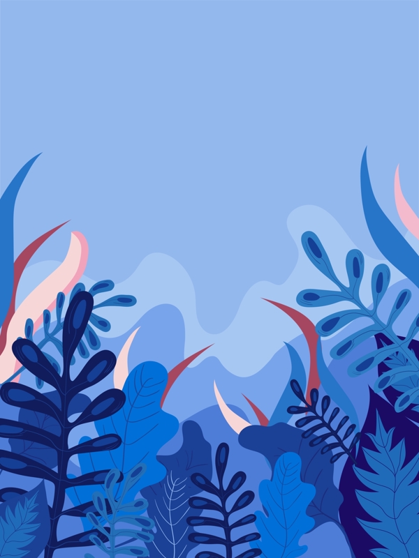 簡約植物插畫廣告背景圖