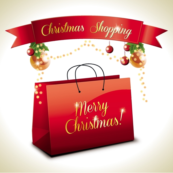 快樂圣誕shopping矢量素材