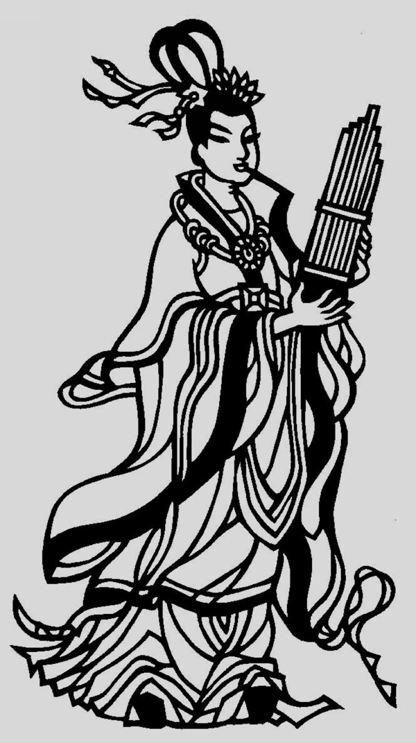 吹簫剪紙