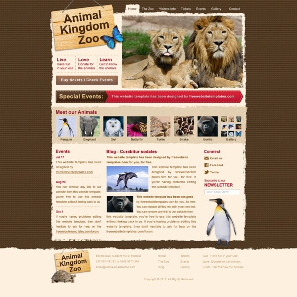 动物王国的PSD网页模板