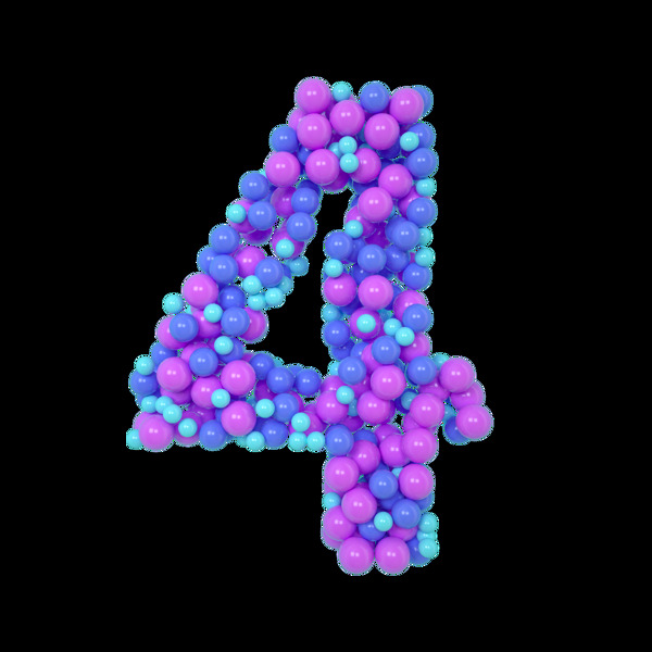 紫色气球数字4