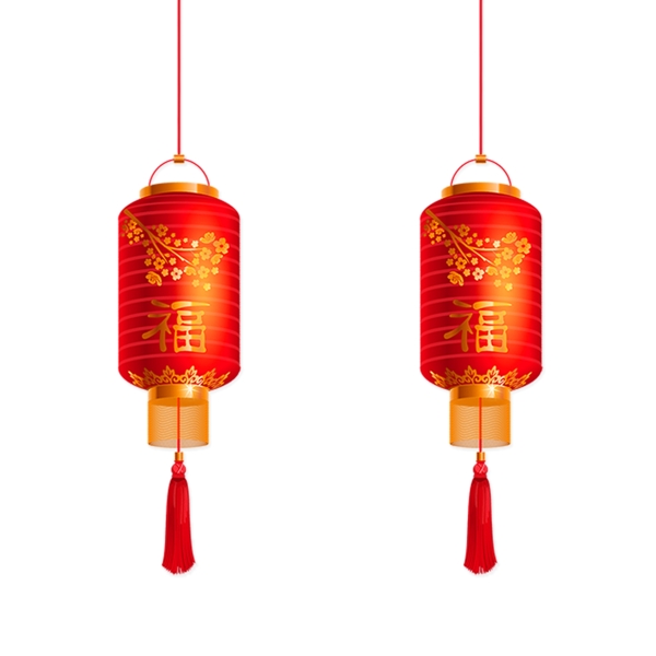 红色创意传统灯笼元素