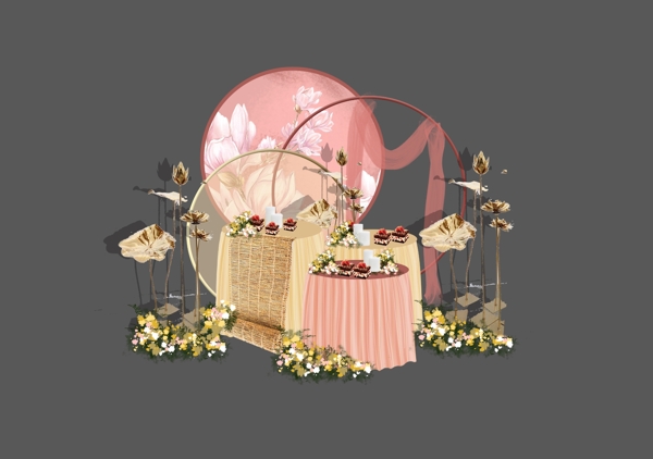 新中式粉色甜品区设计图片