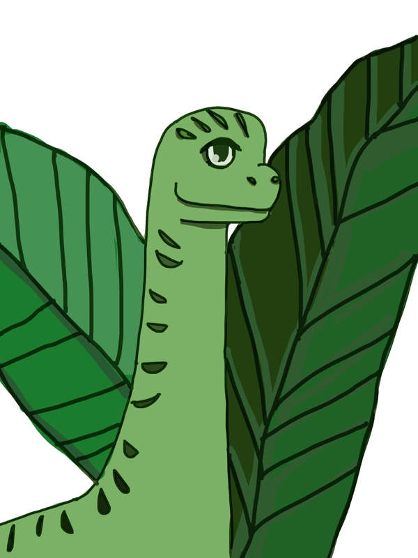 可爱的绿色的长颈恐龙