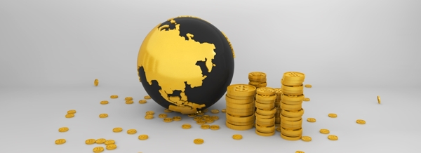 金色地球与金币金融行业配图
