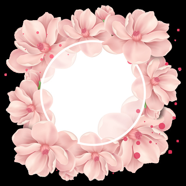 清新粉色花環(huán)櫻花裝飾元素