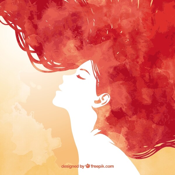 手绘的红发女人