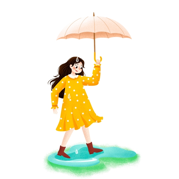 下雨天撑着伞的女孩子