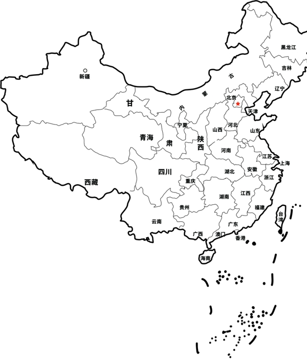 中国简笔画矢量图黑白线稿图片