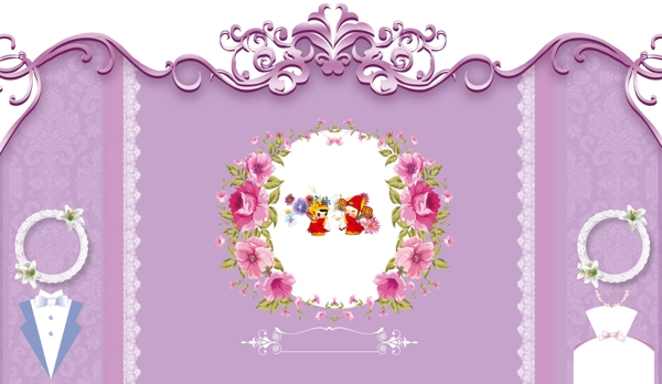 紫色婚礼舞台背景素材