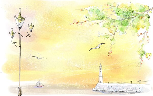 浪漫都市風(fēng)景韓國插畫