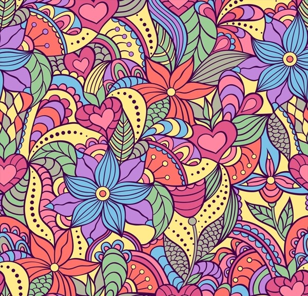 创意手绘可爱植物花卉背景底纹