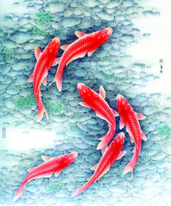 國畫魚圖片