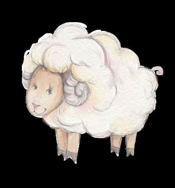 可爱绵羊透明装饰图案