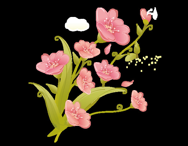 卡通粉色花朵元素