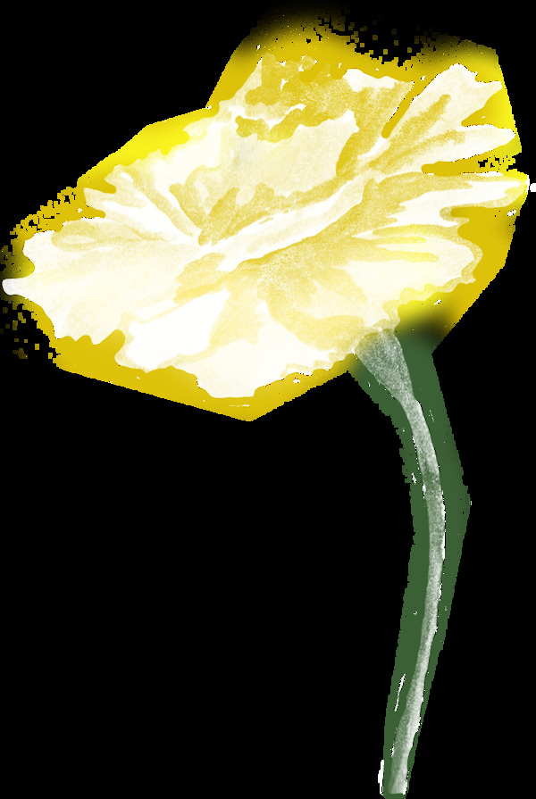黄色优雅花卉透明装饰素材