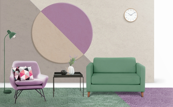 北欧时尚家居客厅青色沙发装修家装效果图