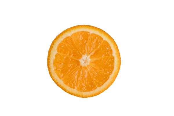 新鲜橙子果肉切片白底图