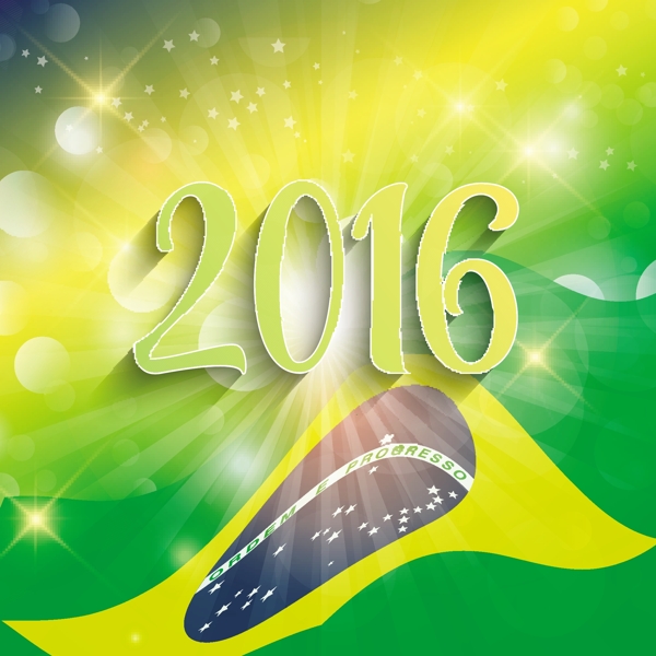 巴西背景与里约热内卢国旗设计矢量图