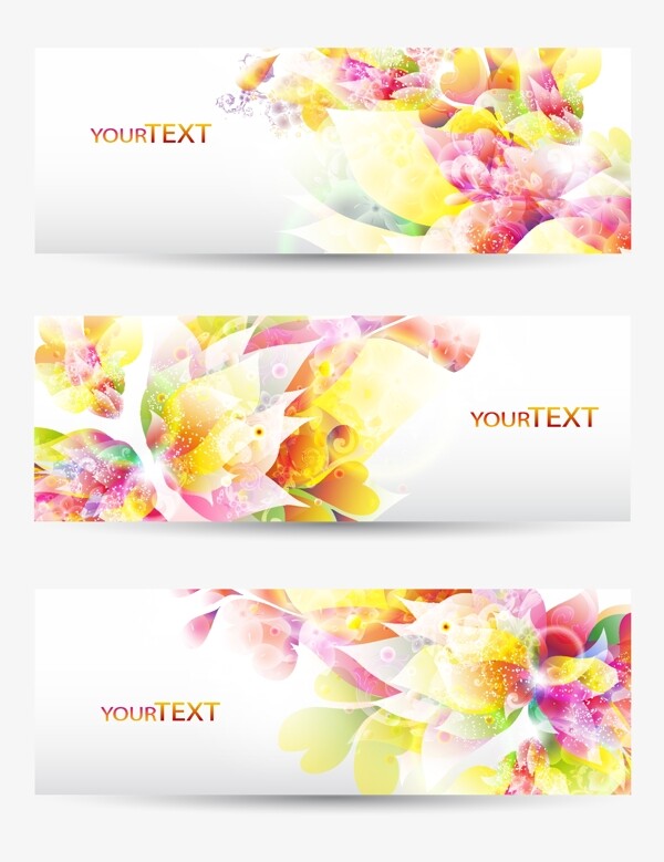 夢(mèng)幻花朵banner背景模板矢量素材1